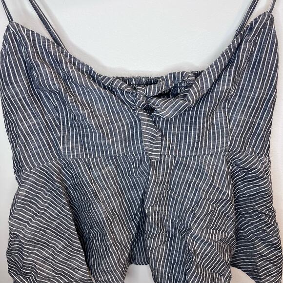 Abercrombie & Fitch Women's Pin Stripe Babydoll Tank Top Size Large Smocked Back - Picture 4 of 6